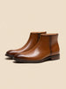 Men's Chelsea Ankle Boots Side Zip Dress Shoes Leather Upper Casual Formal Wear