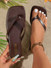 OBOVAY Women's Flip Flop Thong Flat Sandals, Summer Fashion Glossy Vacation Style Comfortable Black Square Toe Sandals, Suitable For Outings, Parties, Home, Travel, Beach